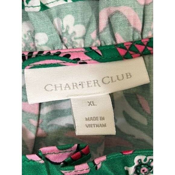 Charter Club Dress XL Green Midi Floral Boho Western Feminine Retro preppy girly - Picture 2 of 12